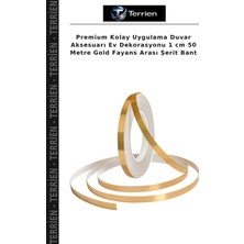 Terrien Premium Kolay Uygulama Duvar Aksesuarı Ev Dekorasyonu 1 cm 50 Metre Gold Fayans Arası Şerit Bant