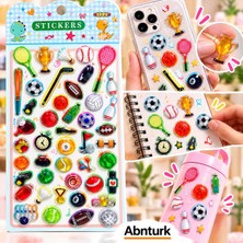 Abnturk Kabartmalı Akrilik 3 Boyutlu Sticker Parlak Tasarımlı Spor Figürlü Yüksek Kaliteli 22X10 Ambalaj Boyutu 3D Sticker