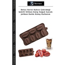 Terrien Delux Serisi Kahve Çekirdeği Şekilli Silikon Kalıp Soğuk Içecek Jelibon Kalıbı Kolay Kullanım
