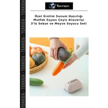 Terrien Özel Üretim Sunum Hazırlığı Mutfak Eşyası Çeyiz Alışverişi 3'lü Sebze ve Meyve Soyucu Seti