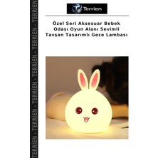 Terrien Özel Seri Aksesuar Bebek Odası Oyun Alanı Sevimli Tavşan Tasarımlı Gece Lambası