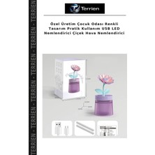 Terrien Özel Üretim Çocuk Odası Renkli Tasarım Pratik Kullanım USB LED Nemlendirici Çiçek Hava Nemlendirici