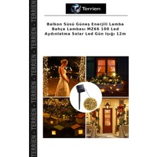 Terrien Balkon Süsü Güneş Enerjili Lamba Bahçe Lambası MZ66 100 LED Aydınlatma Solar LED Gün Işığı 12M