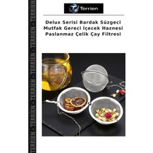 Terrien Delux Serisi Bardak Süzgeci Mutfak Gereci Içecek Haznesi Paslanmaz Çelik Çay Filtresi