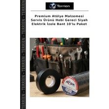 Terrien Premium Atölye Malzemesi Servis Ürünü Hobi Gereci Siyah Elektrik Izole Bant 10'lu Paket