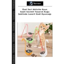 Terrien Özel Seri Aktivite Oyun Saati Sevimli Tasarım Kuğu Şeklinde Lazerli Kedi Oyuncağı