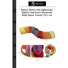 Terrien Delux Serisi Pet Eğlencesi Eğitici Set Evcil Oyuncak Kedi Oyun Tüneli 117 cm