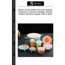 Terrien Delux Serisi Sebze Koruma Mutfak Yardımcısı Kavanoz Kapağı Silikon Yemek Saklama Kapak Seti 6 Adet