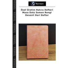 Terrien Özel Üretim Hatıra Defteri Masa Üstü Somon Rengi Desenli Deri Defter