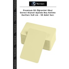 Terrien Premium Dil Öğrenimi Okul Gereci Kişisel Ajanda Boş Kelime Kartları 5x8 cm - 50 Adet Sarı