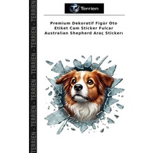 Terrien Premium Dekoratif Figür Oto Etiket Cam Sticker Fulcar Australian Shepherd Araç Stickerı