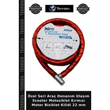 Terrien Özel Seri Araç Donanım Ulaşım Scooter Motosiklet Kırmızı Motor Bisiklet Kilidi 22 mm