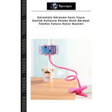 Terrien Görüntülü Görüşme Canlı Yayın Günlük Kullanım Pembe Renk Akrobat Telefon Tutucu Oynar Başlıklı