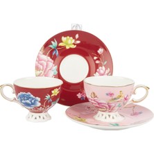 Es Dekor Vivida 2li Pembe Bordo Kahve Fincan Seti 90ML Butik Mutfak