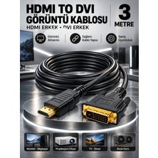 Pemberton 3 Metre Hdmı To Dvı Iki Çift Yönlü Dönüştürücü Adaptör Kablosu / Pc Laptop Ps5 Xbox 24+1 Çok Yönlü Hdmı Kablo
