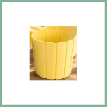 Bşk Virgo 3D Baskı Askılı Balkon Saksısı Dikey Çizgili Dekoratif Çiçek ve Aromatik Bitki Saksısı - Sarı BSK2026