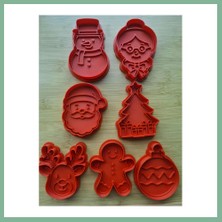 Bşk Virgo 3D Baskı Yılbaşı Kurabiye Kalıbı ve Damga Seti Noel Baba Ren Geyiği Kardan Adam Çam Ağacı Kırmızı BSK2026