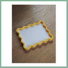 Bşk Virgo 3D Baskı Dalgalı Kenarlı Iki Renkli Mini Tepsi Masaüstü Organizer Takı ve Anahtar Tepsisi 15 cm - Sarı Beyaz BSK2026
