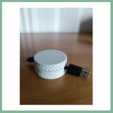 Bşk Virgo 3D Baskı Yuvarlak Kablo Düzenleyici Şarj ve USB Kablo Sarıcı Lastik Desenli Kablo Toplayıcı Gri BSK2026
