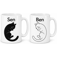 Bşk Virgo Kara Kedi ve Ak Kedi 2'li Porselen Kupa Seti - Model 407 BSK2026