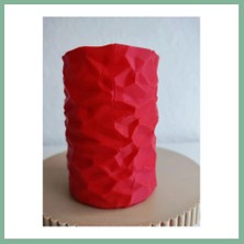 Bşk Virgo 3D Baskı Buruşuk Kağıt Görünümlü Kalemlik Modern Masaüstü Organizer Dokulu Kalem Tutucu 10 cm - Kırmızı BSK2026
