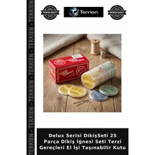 Terrien Delux Serisi Dikişseti 25 Parça Dikiş Iğnesi Seti Terzi Gereçleri El Işi Taşınabilir Kutu