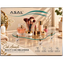 Kristal Ayaklı Altın Detaylı Bulut Cam Sunumluk ve Dekoratif Servis Standı / Organizer