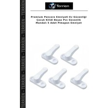 Terrien Premium Pencere Emniyeti Ev Güvenliği Çocuk Kilidi Beyaz Pvc Güvenlik Mandalı 5 Adet Pimapen Emniyet