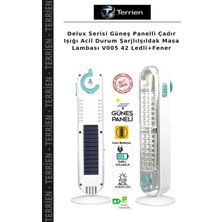 Terrien Delux Serisi Güneş Panelli Çadır Işığı Acil Durum Şarjlıışıldak Masa Lambası V005 42 Ledli+Fener