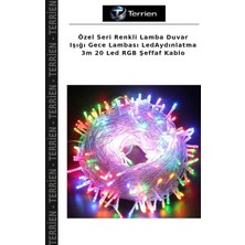 Terrien Özel Seri Renkli Lamba Duvar Işığı Gece Lambası Ledaydınlatma 3m 20 LED Rgb Şeffaf Kablo