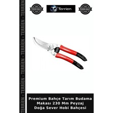 Terrien Premium Bahçe Tarım Budama Makası 230 mm Peyzaj Doğa Sever Hobi Bahçesi