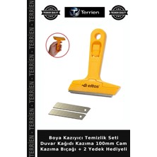 Terrien Boya Kazıyıcı Temizlik Seti Duvar Kağıdı Kazıma 100MM Cam Kazıma Bıçağı + 2 Yedek Hediyeli