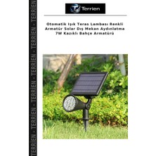 Terrien Otomatik Işık Teras Lambası Renkli Armatür Solar Dış Mekan Aydınlatma 7W Kazıklı Bahçe Armatürü