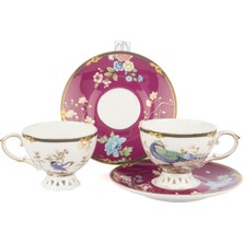 Es Dekor Pluma Bordo 2li Kahve Fincan Takımı 90ML Butik Mutfak