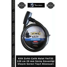 Terrien Kilit Zırhlı Çelik Halat YM735 120 cm 20 mm Sürüş Güvenliği Ulaşım Gereci Taşıt Aksesuarı