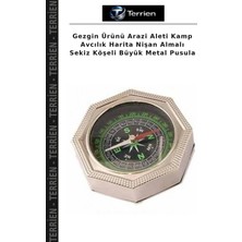 Terrien Gezgin Ürünü Arazi Aleti Kamp Avcılık Harita Nişan Almalı Sekiz Köşeli Büyük Metal Pusula