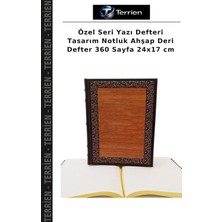 Terrien Özel Seri Yazı Defteri Tasarım Notluk Ahşap Deri Defter 360 Sayfa 24X17 cm