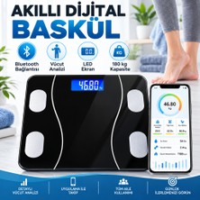Dijital Baskül Yağ Ölçer Fonksiyonlu Akıllı Baskül Bluetooth Bağlantılı Tartı