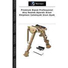 Terrien Premium Bipod Profesyonel Atış Destek Aparatı Arazi Ekipmanı Çatalayak Uzun Ayak