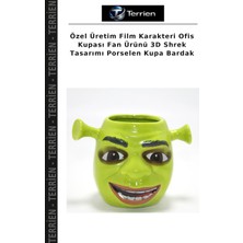 Terrien Özel Üretim Film Karakteri Ofis Kupası Fan Ürünü 3D Shrek Tasarımı Porselen Kupa Bardak