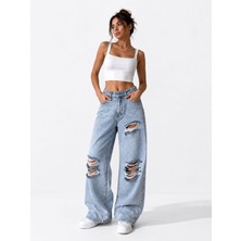 Aida Fashion Yıtık Detay Palazzo Jeans