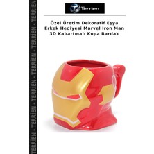 Terrien Özel Üretim Dekoratif Eşya Erkek Hediyesi Marvel Iron Man 3D Kabartmalı Kupa Bardak