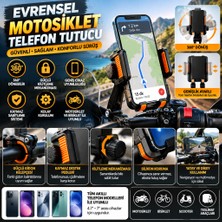 Evrensel Motosiklet Telefon Tutucu – Kaymaz, Kilitlenebilir Güvenli Tutuşlu, 360° Ayarlanabilir