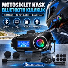 Q58 Motorsikletler Için Fener Özellikli Sd Kart Bölümlü LCD Ekranlı Kablosuz Bluetooth Kulakl