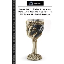 Terrien Delux Serisi Ilginç Eşya Kuru Kafa Arkadaşa Hediye Iskelet Eli Tutan 3D Kadeh Bardak