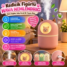 Kedicik Figürlü Hava Nemlendirici – Ultrasonik Soğuk Buhar Makinesi, LED Işıklı Masaüstü O