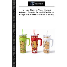 Terrien Hayvan Figürlü Tatlı Matara Öğrenci Suluğu Sevimli Kapibara Capybara Pipetli Termos & Suluk