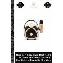 Floranova Özel Seri Çocuklara Özel Retro Tasarımlı Bluetooth Karaoke Ses Sistemi Hoparlör Mikrofon