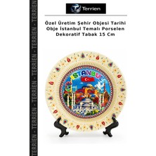 Terrien Özel Üretim Şehir Objesi Tarihi Obje Istanbul Temalı Porselen Dekoratif Tabak 15 cm