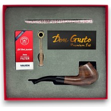 Bek Tobacco Longan 9mm Ahşap Kıvrık Pipo Seti Mat Natural